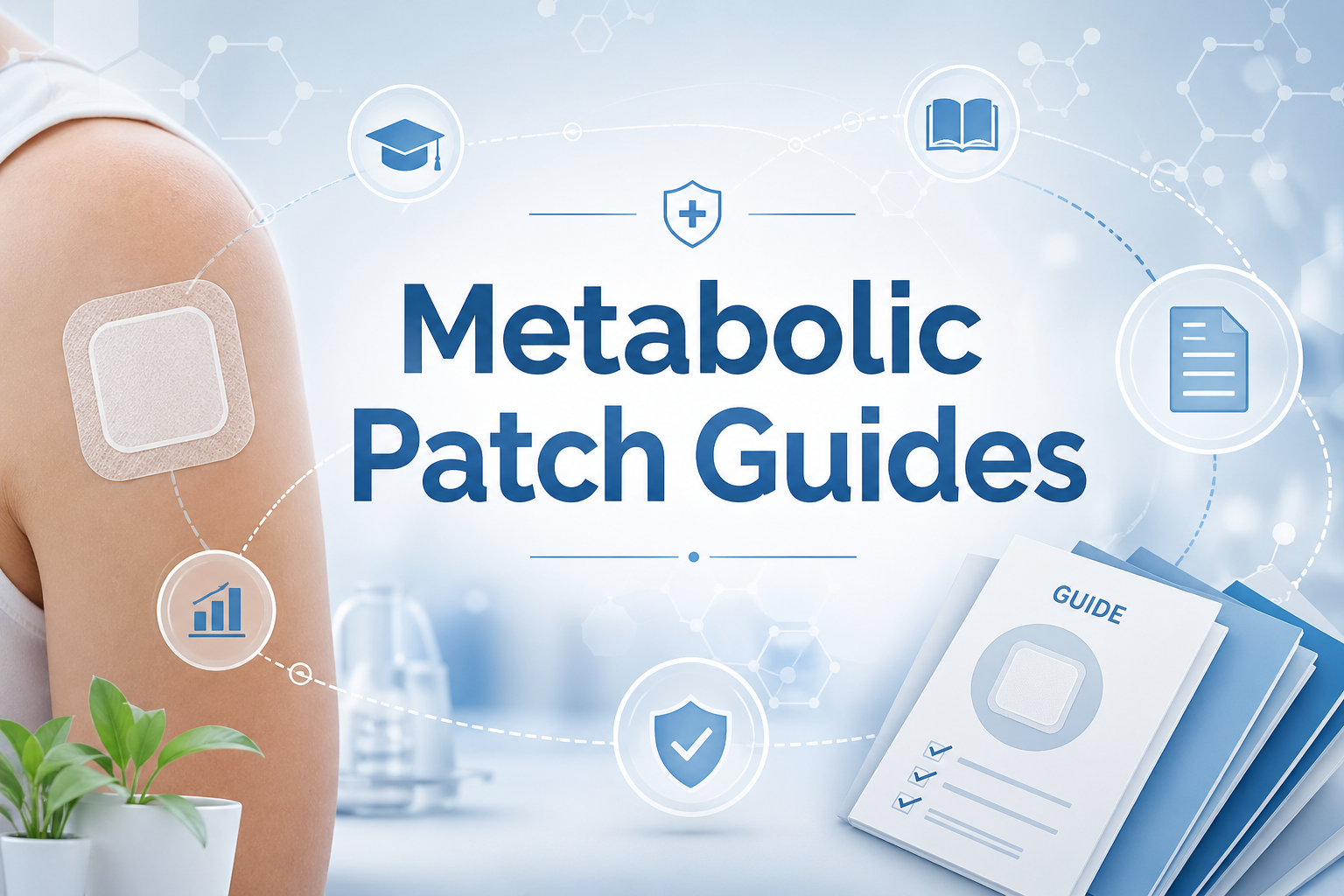 Metabolic patch guides overview with educational and healthcare visuals
